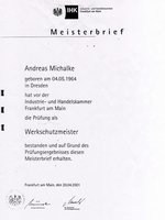 Meisterbrief - Werkschutzmeister